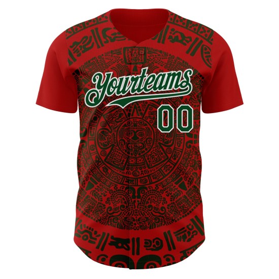 Maillot de baseball 3D rouge authentique du Mexique, personnalisé, vert et blanc Maillot de baseball 3D rouge authentique du Mexique, personnalisé, vert et blanc
