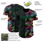 Maillot de baseball authentique Kelly Palm Leaves Green 3D, motif tropical à fines rayures noires personnalisées