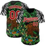 Maillot de baseball personnalisé rouge-blanc 3D authentique Mexique noir Maillot de baseball personnalisé rouge-blanc 3D authentique Mexique noir