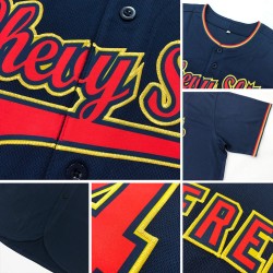 Maillot de baseball personnalisé rouge-gris bleu marine authentique