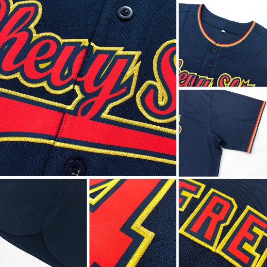 Maillot de baseball personnalisé rouge-gris bleu marine authentique Maillot de baseball personnalisé rouge-gris bleu marine authentique