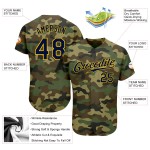 Maillot de baseball authentique camouflage Salute Custom Navy-Gold Service Maillot de baseball authentique camouflage Salute Custom Navy-Gold Service