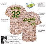 Maillot de baseball vert-or pour le service Salute Custom Camo authentique Maillot de baseball vert-or pour le service Salute Custom Camo authentique