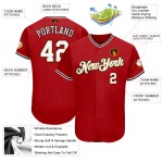 Maillot de baseball rouge personnalisé blanc-ancien et authentique doré