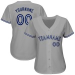 Maillot de baseball gris personnalisé Royal-White Authentic