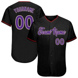 Maillot de baseball noir personnalisé violet-crème authentique