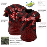 Maillot de baseball rouge-blanc Mexique 3D personnalisé noir authentique Maillot de baseball rouge-blanc Mexique 3D personnalisé noir authentique