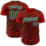 Maillot de baseball 3D rouge authentique du Mexique, personnalisé, vert et blanc
