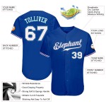 Maillot de baseball personnalisé Royal blanc-bleu sarcelle authentique Maillot de baseball personnalisé Royal blanc-bleu sarcelle authentique