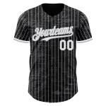Maillot de baseball personnalisé fragmenté, blanc, motif 3D authentique, rayures noires et grises Maillot de baseball personnalisé fragmenté, blanc, motif 3D authentique, rayures noires et grises