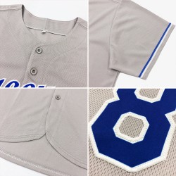 Maillot de baseball personnalisé authentique gris royal-orange