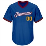 Maillot de baseball rétro en tricot côtelé Royal Jersey authentique, couleur or et marron, sur mesure