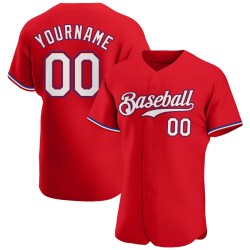Maillot de baseball personnalisé blanc-royal rouge authentique