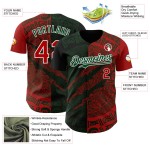 Maillot de baseball 3D authentique à gratter, vert, blanc et rouge, personnalisé au Mexique Maillot de baseball 3D authentique à gratter, vert, blanc et rouge, personnalisé au Mexique