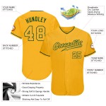Maillot de baseball personnalisé authentique doré et vert