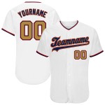 Maillot de baseball authentique blanc doré et bleu marine personnalisé Maillot de baseball authentique blanc doré et bleu marine personnalisé