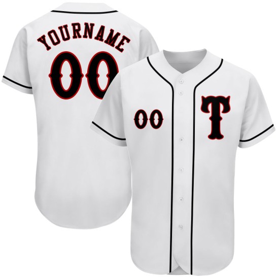 Maillot de baseball personnalisé noir et rouge blanc authentique Maillot de baseball personnalisé noir et rouge blanc authentique