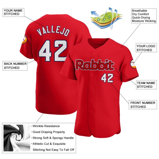 Maillot de baseball personnalisé authentique blanc-bleu marine rouge Maillot de baseball personnalisé authentique blanc-bleu marine rouge