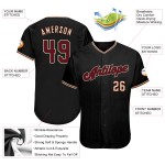 Maillot de baseball authentique noir crème personnalisé Crimson-City Maillot de baseball authentique noir crème personnalisé Crimson-City