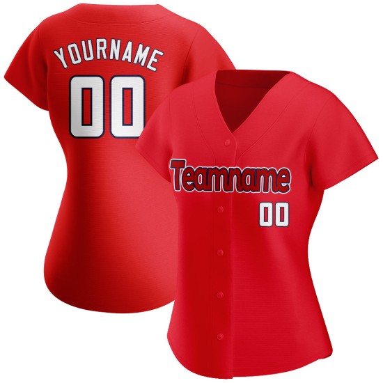 Maillot de baseball personnalisé authentique blanc-bleu marine rouge Maillot de baseball personnalisé authentique blanc-bleu marine rouge