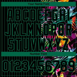 Maillot de baseball authentique Kelly Palm Leaves Green 3D, motif tropical à fines rayures noires personnalisées