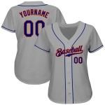 Maillot de baseball personnalisé authentique gris royal-orange Maillot de baseball personnalisé authentique gris royal-orange