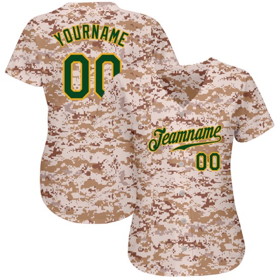 Maillot de baseball vert-or pour le service Salute Custom Camo authentique Maillot de baseball vert-or pour le service Salute Custom Camo authentique