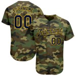 Maillot de baseball authentique camouflage Salute Custom Navy-Gold Service Maillot de baseball authentique camouflage Salute Custom Navy-Gold Service