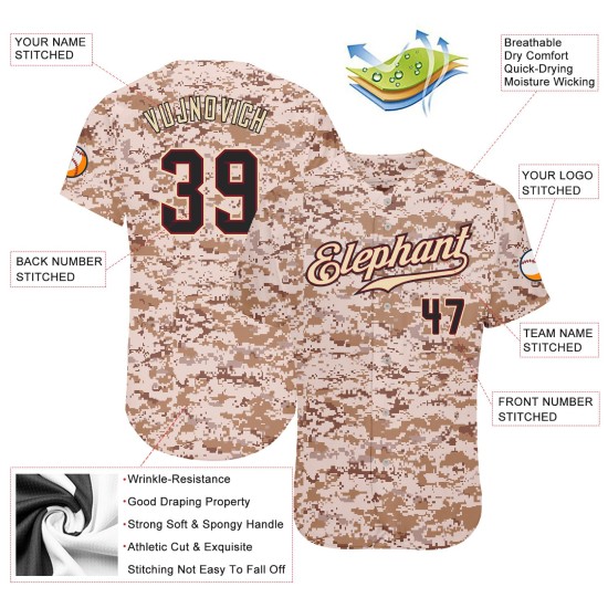 Maillot authentique noir et cramoisi camouflage Salute personnalisé pour le service de baseball Maillot authentique noir et cramoisi camouflage Salute personnalisé pour le service de baseball
