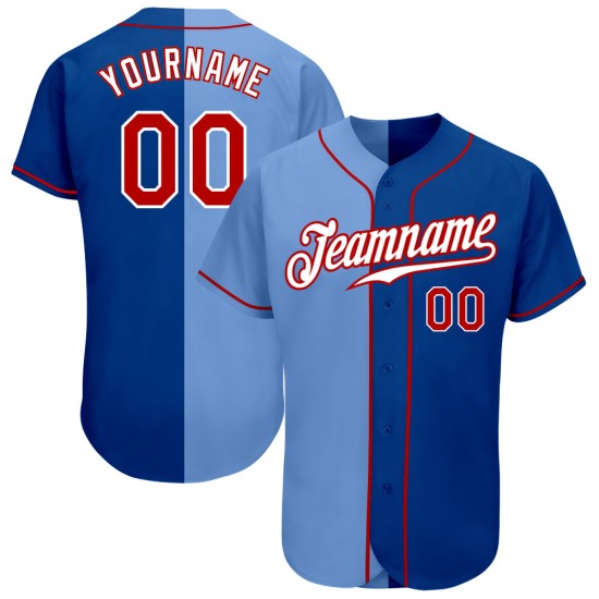 Maillot de baseball personnalisé Red-Light Fashion Royal Split bleu authentique Maillot de baseball personnalisé Red-Light Fashion Royal Split bleu authentique
