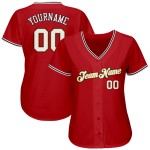 Maillot de baseball rouge personnalisé blanc-ancien et authentique doré