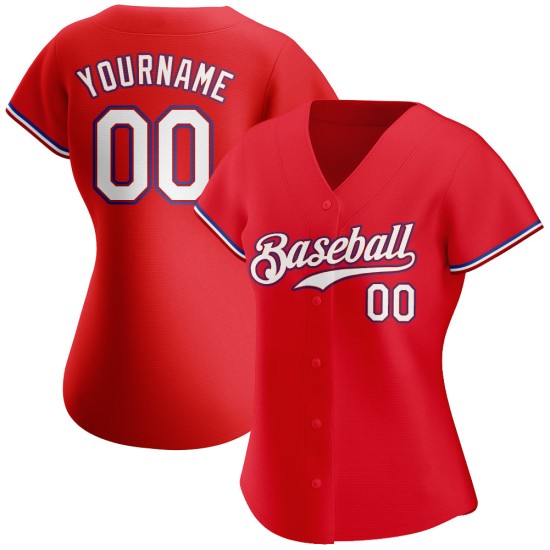 Maillot de baseball personnalisé blanc-royal rouge authentique Maillot de baseball personnalisé blanc-royal rouge authentique
