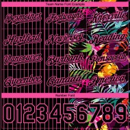 Conception de motif tropical feuilles rose authentique palmier noir maillot personnalisé 3D à rayures fines Baseball Conception de motif tropical feuilles rose authentique palmier noir maillot personnalisé 3D à rayures fines Baseball