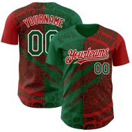 Maillot de baseball 3D personnalisé Mexique rouge vert à gratter vert-blanc authentique Kelly
