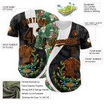 Maillot Kelly Mexico personnalisé 3D noir orange-blanc, Texas Baseball, vert authentique