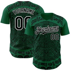 Maillot de baseball personnalisé Kelly 3D noir et blanc, vert authentique, Mexique