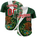 Maillot de baseball vert mexicain rouge vert-blanc personnalisé Kelly authentique 3D Maillot de baseball vert mexicain rouge vert-blanc personnalisé Kelly authentique 3D