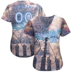 Maillot de baseball 3D Light Graffiti Authentic Bleu-Blanc Motif Personnalisé Liberté Maillot de baseball 3D Light Graffiti Authentic Bleu-Blanc Motif Personnalisé Liberté