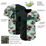 Maillot de baseball noir à rayures fines, motif authentique, feuilles personnalisées, palmier Kelly vert, motif tropical 3D Maillot de baseball noir à rayures fines, motif authentique, feuilles personnalisées, palmier Kelly vert, motif tropical 3D