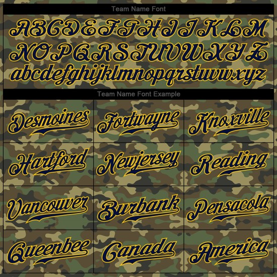 Maillot de baseball authentique camouflage Salute Custom Navy-Gold Service Maillot de baseball authentique camouflage Salute Custom Navy-Gold Service