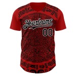 Maillot de baseball 3D authentique personnalisé Mexique rouge noir-blanc Maillot de baseball 3D authentique personnalisé Mexique rouge noir-blanc