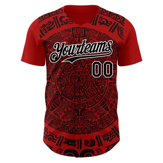 Maillot de baseball 3D authentique personnalisé Mexique rouge noir-blanc Maillot de baseball 3D authentique personnalisé Mexique rouge noir-blanc