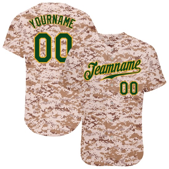 Maillot de baseball vert-or pour le service Salute Custom Camo authentique Maillot de baseball vert-or pour le service Salute Custom Camo authentique