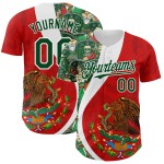 Maillot de baseball 3D authentique rouge personnalisé Mexique vert-blanc