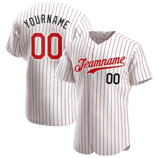 Maillot de baseball à rayures blanches authentiques rouge-noir rouge Maillot de baseball à rayures blanches authentiques rouge-noir rouge