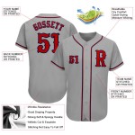 Maillot de baseball personnalisé authentique rouge-bleu marine gris Maillot de baseball personnalisé authentique rouge-bleu marine gris