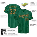 Maillot de baseball personnalisé vert authentique à rayures anciennes Kelly blanc or-noir Maillot de baseball personnalisé vert authentique à rayures anciennes Kelly blanc or-noir