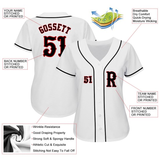 Maillot de baseball personnalisé noir et rouge blanc authentique Maillot de baseball personnalisé noir et rouge blanc authentique