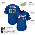 Maillot de baseball rétro en tricot côtelé Royal Jersey authentique, couleur or et marron, sur mesure