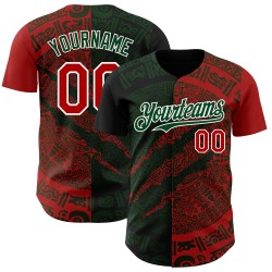 Maillot de baseball 3D authentique à gratter, vert, blanc et rouge, personnalisé au Mexique